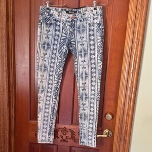 Rewash Blue and White Patterned Jeans